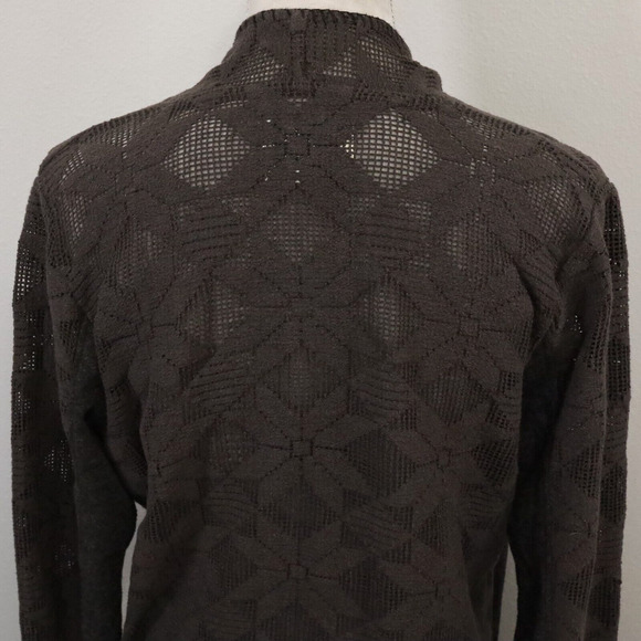 Lucky Lotus Sweater Womens Medium Gray Duster Sheer Back Cardigan Open Front - Picture 9 of 14